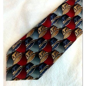 J. Garcia Men's Neck tie Silk abstract red gray brown